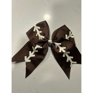 Kids Brown Football Bow Hair Clip Sports Cheerleader Accessory